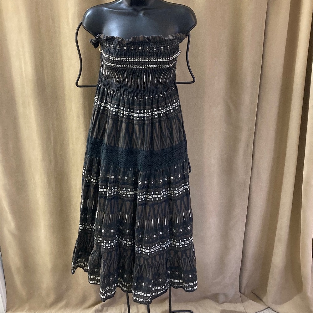 She's Cool Strapless Dress, Green & Brown Multi, Size L